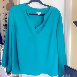 JCrew Green Blouse- NEW- Size Large.